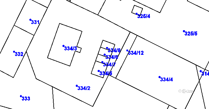 Parcela st. 334/6 v KÚ Dolní Benešov, Katastrální mapa