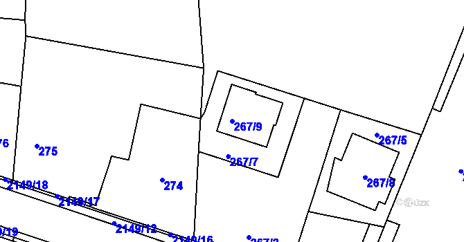 Parcela st. 267/9 v KÚ Dolní Benešov, Katastrální mapa