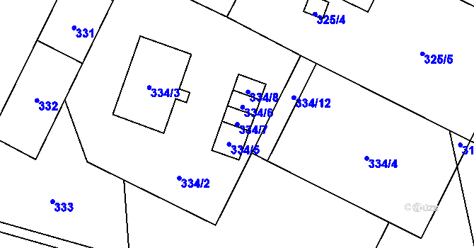 Parcela st. 334/7 v KÚ Dolní Benešov, Katastrální mapa