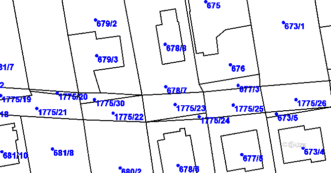 Parcela st. 678/7 v KÚ Dolní Benešov, Katastrální mapa