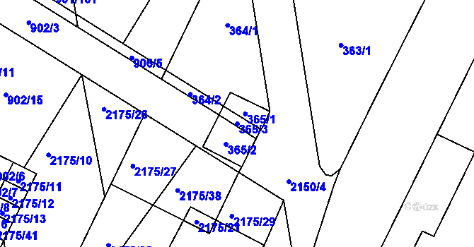 Parcela st. 365/3 v KÚ Dolní Benešov, Katastrální mapa