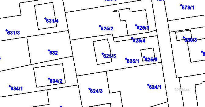 Parcela st. 625/5 v KÚ Dolní Benešov, Katastrální mapa