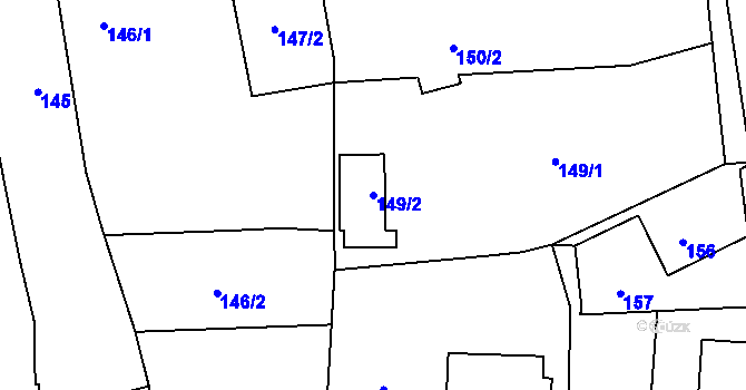Parcela st. 149/2 v KÚ Dolní Benešov, Katastrální mapa
