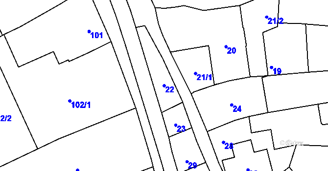 Parcela st. 22 v KÚ Dolní Benešov, Katastrální mapa