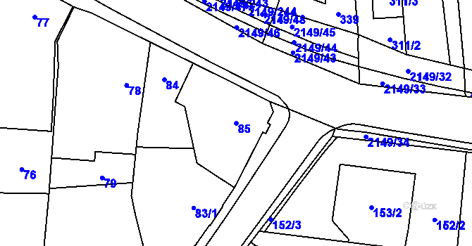 Parcela st. 85 v KÚ Dolní Benešov, Katastrální mapa