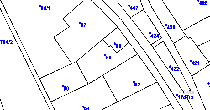 Parcela st. 89 v KÚ Dolní Benešov, Katastrální mapa