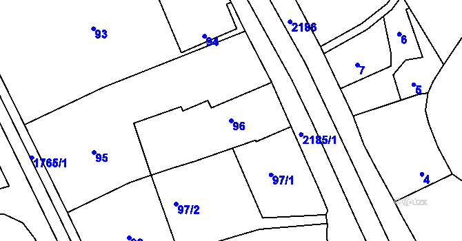 Parcela st. 96 v KÚ Dolní Benešov, Katastrální mapa