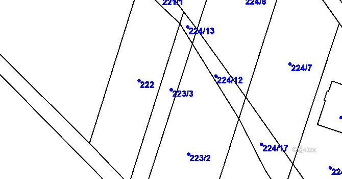 Parcela st. 223/3 v KÚ Dolní Benešov, Katastrální mapa