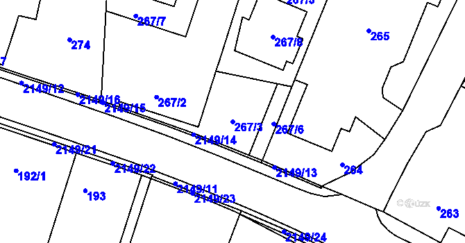 Parcela st. 267/3 v KÚ Dolní Benešov, Katastrální mapa