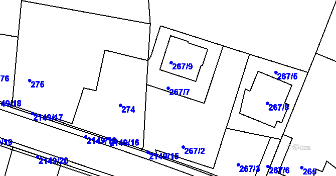 Parcela st. 267/7 v KÚ Dolní Benešov, Katastrální mapa