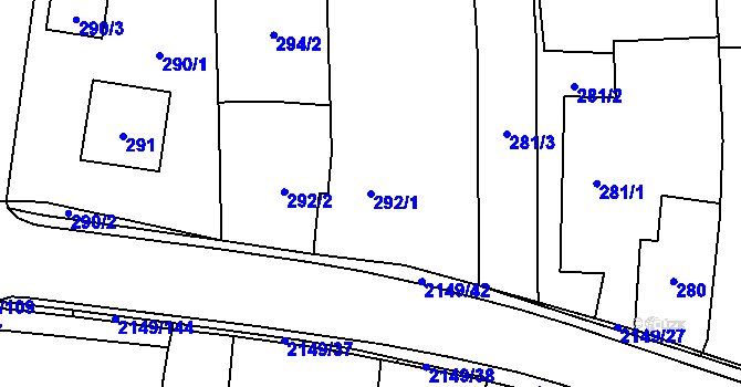 Parcela st. 292/1 v KÚ Dolní Benešov, Katastrální mapa