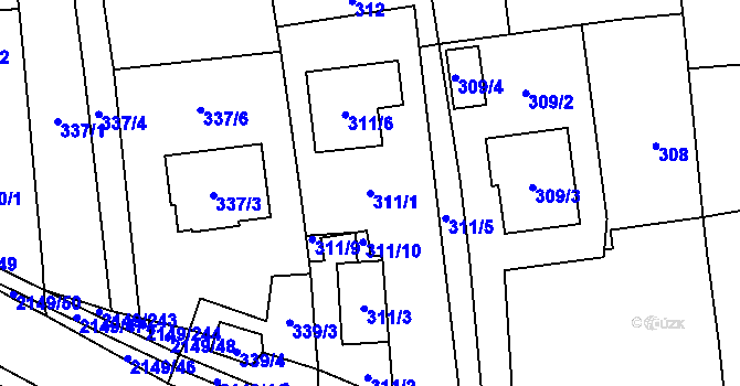 Parcela st. 311/1 v KÚ Dolní Benešov, Katastrální mapa