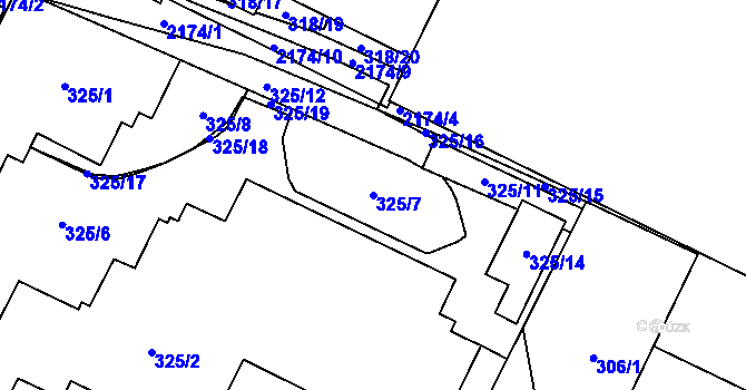 Parcela st. 325/7 v KÚ Dolní Benešov, Katastrální mapa