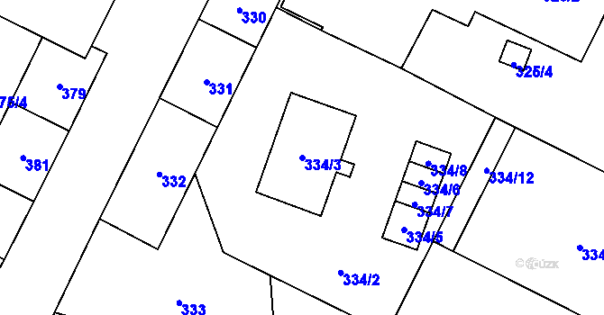 Parcela st. 334/3 v KÚ Dolní Benešov, Katastrální mapa