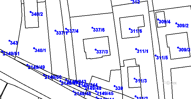 Parcela st. 337/3 v KÚ Dolní Benešov, Katastrální mapa
