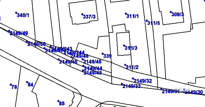 Parcela st. 339 v KÚ Dolní Benešov, Katastrální mapa