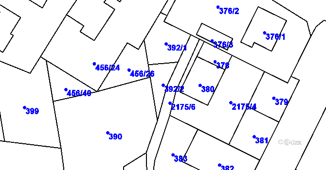 Parcela st. 392/2 v KÚ Dolní Benešov, Katastrální mapa