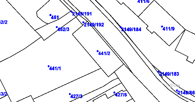 Parcela st. 441/2 v KÚ Dolní Benešov, Katastrální mapa