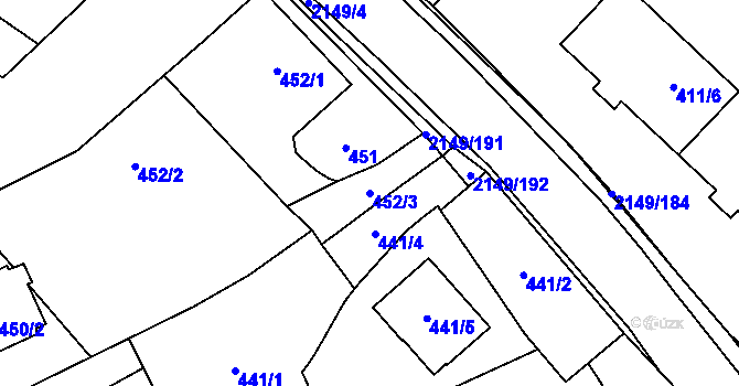 Parcela st. 452/3 v KÚ Dolní Benešov, Katastrální mapa