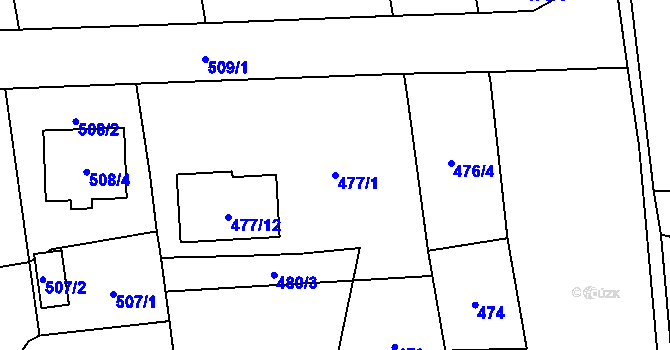 Parcela st. 477/1 v KÚ Dolní Benešov, Katastrální mapa
