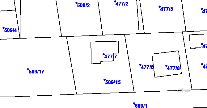 Parcela st. 477/7 v KÚ Dolní Benešov, Katastrální mapa