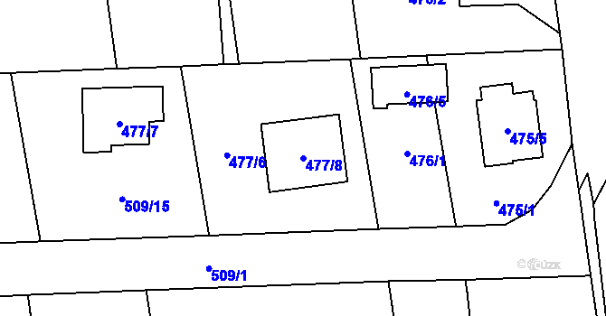 Parcela st. 477/8 v KÚ Dolní Benešov, Katastrální mapa