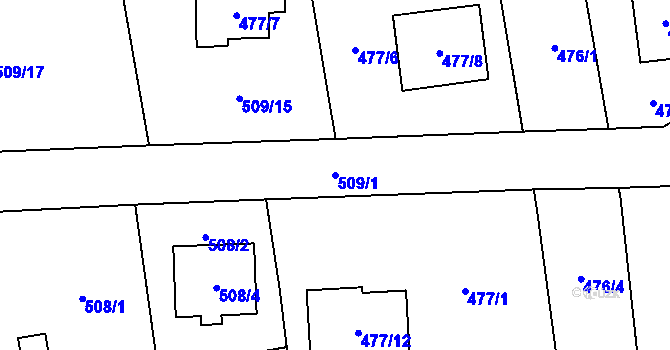 Parcela st. 509/1 v KÚ Dolní Benešov, Katastrální mapa