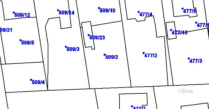 Parcela st. 509/2 v KÚ Dolní Benešov, Katastrální mapa