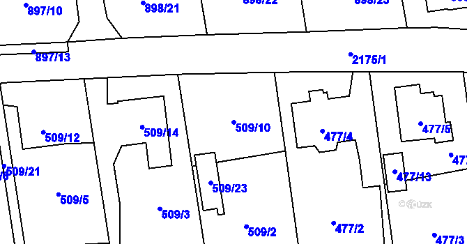 Parcela st. 509/10 v KÚ Dolní Benešov, Katastrální mapa