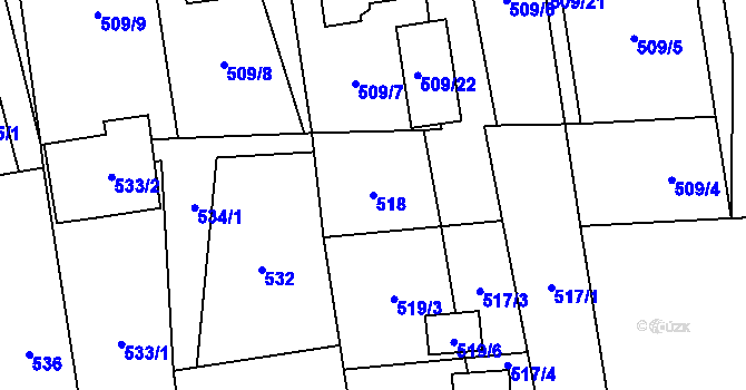 Parcela st. 518 v KÚ Dolní Benešov, Katastrální mapa