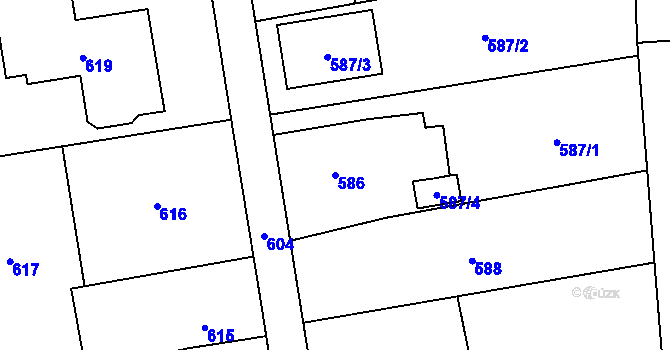 Parcela st. 586 v KÚ Dolní Benešov, Katastrální mapa