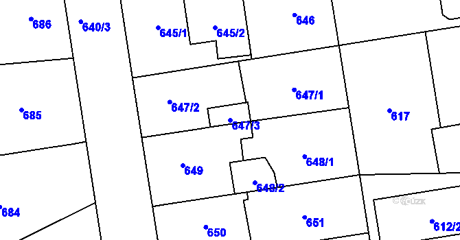 Parcela st. 647/3 v KÚ Dolní Benešov, Katastrální mapa