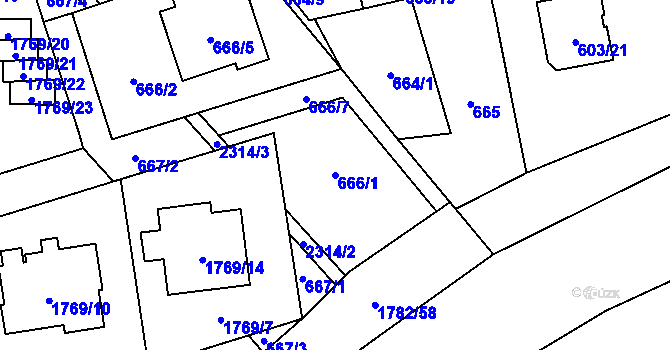Parcela st. 666/1 v KÚ Dolní Benešov, Katastrální mapa