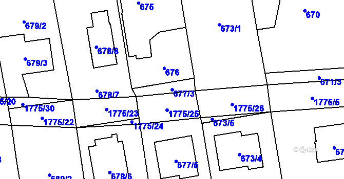 Parcela st. 677/3 v KÚ Dolní Benešov, Katastrální mapa