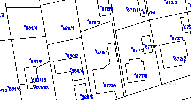 Parcela st. 678/4 v KÚ Dolní Benešov, Katastrální mapa