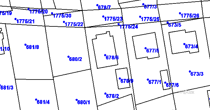 Parcela st. 678/6 v KÚ Dolní Benešov, Katastrální mapa