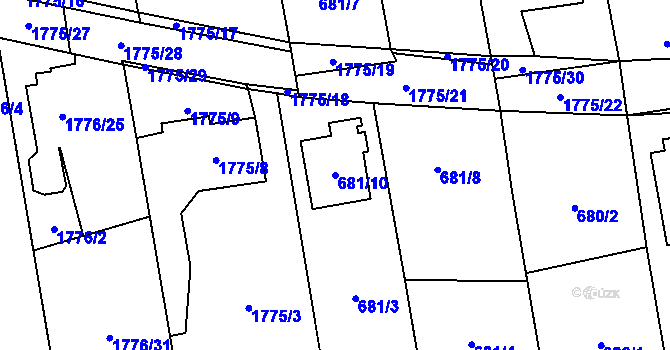 Parcela st. 681/10 v KÚ Dolní Benešov, Katastrální mapa