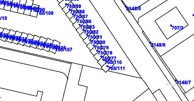 Parcela st. 750/78 v KÚ Dolní Benešov, Katastrální mapa