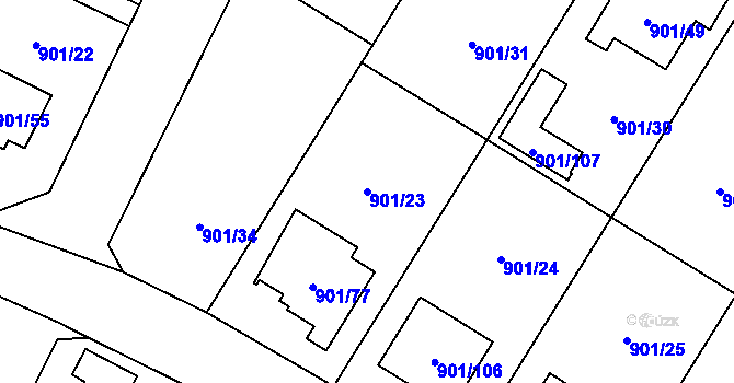 Parcela st. 901/23 v KÚ Dolní Benešov, Katastrální mapa