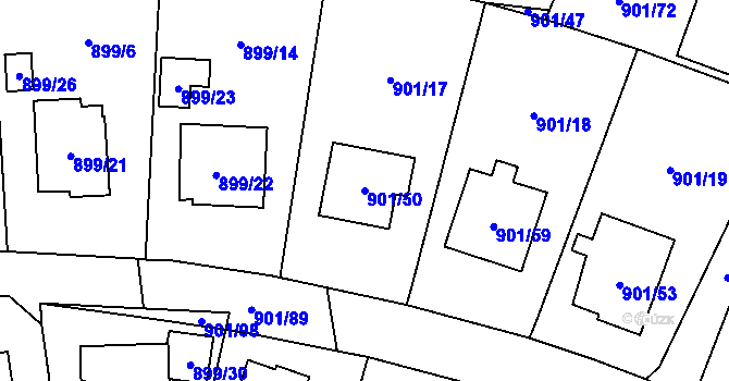Parcela st. 901/50 v KÚ Dolní Benešov, Katastrální mapa