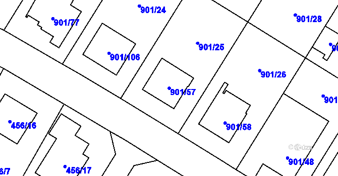 Parcela st. 901/57 v KÚ Dolní Benešov, Katastrální mapa