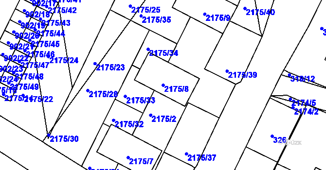 Parcela st. 2175/8 v KÚ Dolní Benešov, Katastrální mapa