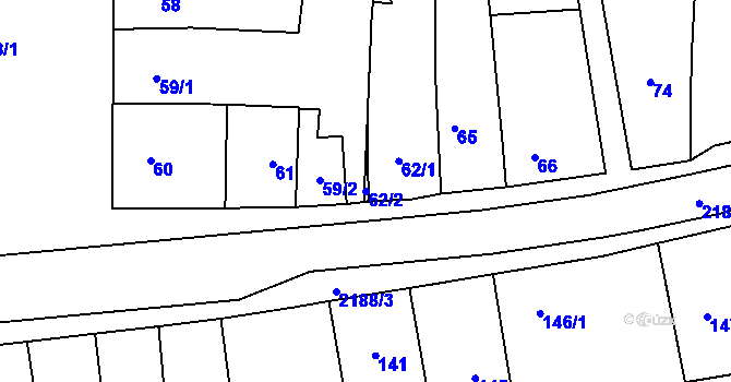 Parcela st. 62/2 v KÚ Dolní Benešov, Katastrální mapa
