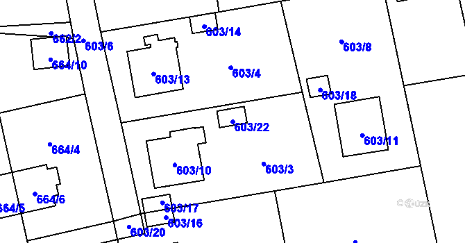 Parcela st. 603/22 v KÚ Dolní Benešov, Katastrální mapa