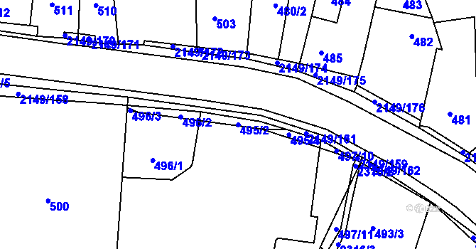 Parcela st. 495/2 v KÚ Dolní Benešov, Katastrální mapa