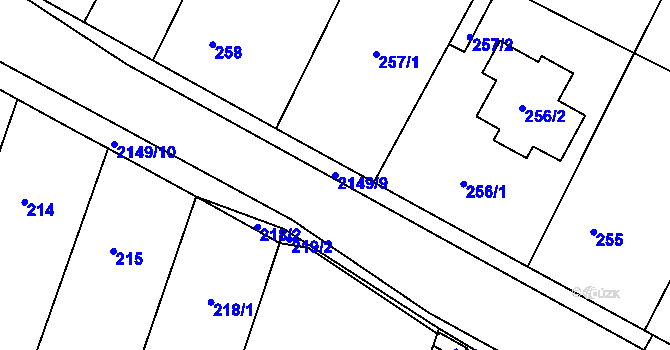 Parcela st. 2149/9 v KÚ Dolní Benešov, Katastrální mapa