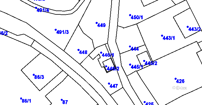 Parcela st. 446/1 v KÚ Dolní Benešov, Katastrální mapa