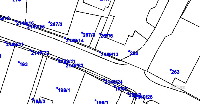 Parcela st. 2149/13 v KÚ Dolní Benešov, Katastrální mapa