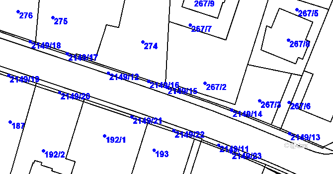 Parcela st. 2149/15 v KÚ Dolní Benešov, Katastrální mapa