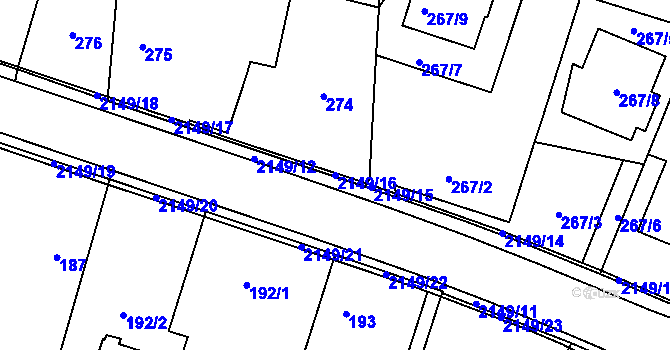 Parcela st. 2149/16 v KÚ Dolní Benešov, Katastrální mapa